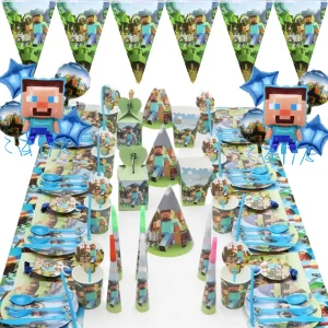 High Quality Game Theme World Pixel Birthday Party Balloon Set Decoration Party Supplies Baby Shower Decoration Tableware Gift 1