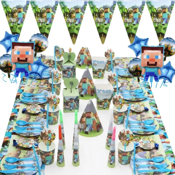 High Quality Game Theme World Pixel Birthday Party Balloon Set Decoration Party Supplies Baby Shower Decoration Tableware Gift 1