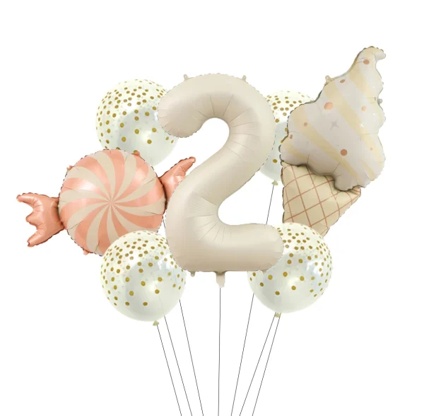 Candy Donut Ice Cream Foil Balloons with Colorful Confetti Ballon 1 2 3 4 5 6 7 8 9 Years Kids Birthday Party Baby Shower Decor 2