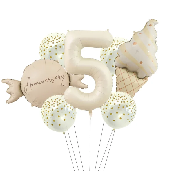Candy Donut Ice Cream Foil Balloons with Colorful Confetti Ballon 1 2 3 4 5 6 7 8 9 Years Kids Birthday Party Baby Shower Decor 4