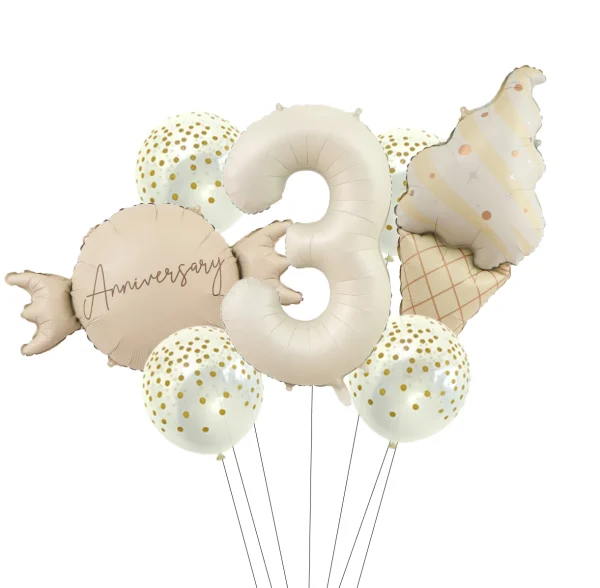 Candy Donut Ice Cream Foil Balloons with Colorful Confetti Ballon 1 2 3 4 5 6 7 8 9 Years Kids Birthday Party Baby Shower Decor 6