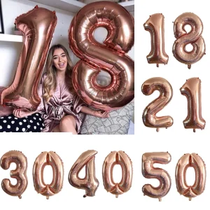 2pcs 32inch Rose Gold Balloon Number Banner 18 25 30 40 50 60 Birthday Party Decoration Kids Adult Anniversary Digit Foil Ballon 1