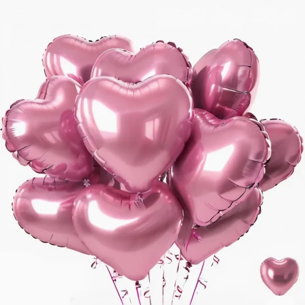 5/10Pcs 18inch Pink Love Heart Shape Foil Balloons Wedding Decoration Birthday Party Gift Home Room Decor DIY Aluminum Air Balls 1