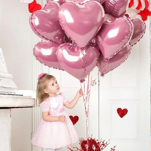5/10Pcs 18inch Pink Love Heart Shape Foil Balloons Wedding Decoration Birthday Party Gift Home Room Decor DIY Aluminum Air Balls 2