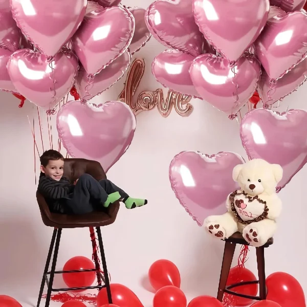 5/10Pcs 18inch Pink Love Heart Shape Foil Balloons Wedding Decoration Birthday Party Gift Home Room Decor DIY Aluminum Air Balls 3