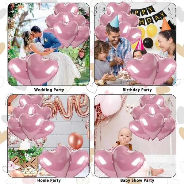 5/10Pcs 18inch Pink Love Heart Shape Foil Balloons Wedding Decoration Birthday Party Gift Home Room Decor DIY Aluminum Air Balls 5
