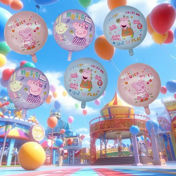 6pcs Cartoon Peppa Pig Foil Balloon Set George Peppa Pig Child Boy Girl Birthday Party Decoration Kid Toy New Year Gift 1