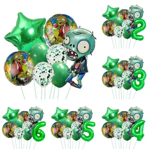 Plants Vs Zombies Balloons Pvz Cartoon Game Children Birthday Party Decoration Aluminum Film Balloon Baby Shower Event Decor Set 1