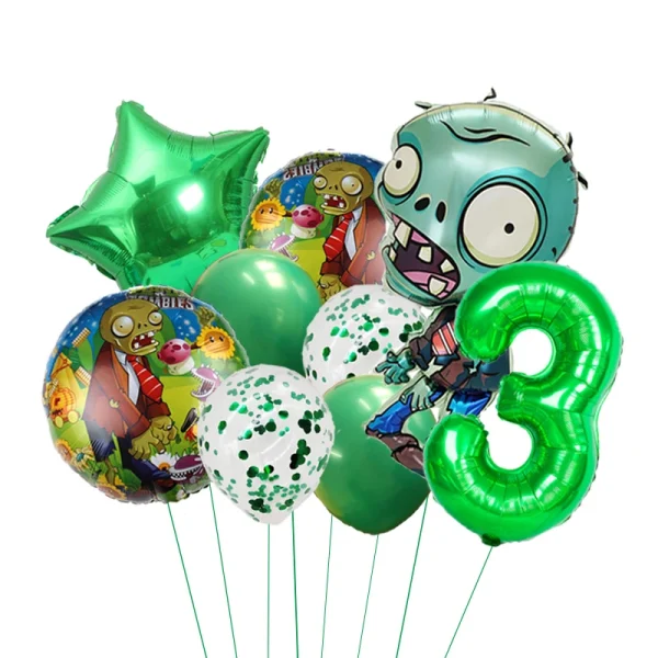 Plants Vs Zombies Balloons Pvz Cartoon Game Children Birthday Party Decoration Aluminum Film Balloon Baby Shower Event Decor Set 3