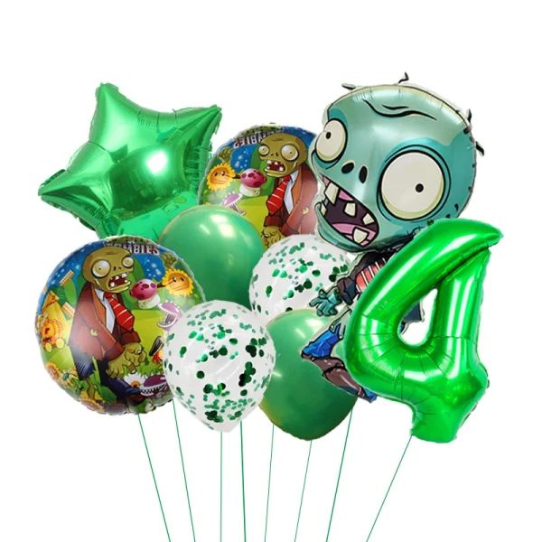Plants Vs Zombies Balloons Pvz Cartoon Game Children Birthday Party Decoration Aluminum Film Balloon Baby Shower Event Decor Set 4