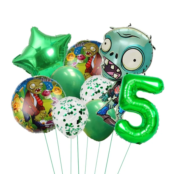 Plants Vs Zombies Balloons Pvz Cartoon Game Children Birthday Party Decoration Aluminum Film Balloon Baby Shower Event Decor Set 5