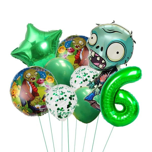 Plants Vs Zombies Balloons Pvz Cartoon Game Children Birthday Party Decoration Aluminum Film Balloon Baby Shower Event Decor Set 6