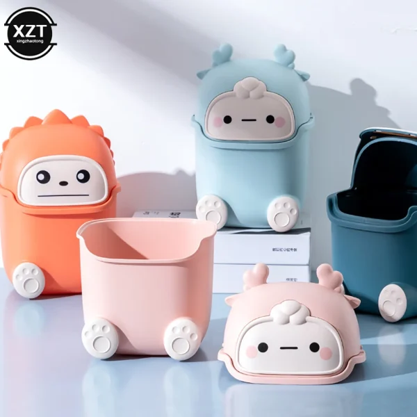 Kawaii Mini Trash Can Desktop Garbage Bin Home Office Rubbish Bin Cartoon Cute Waste Dustbin Household Kids Room Decoration 1