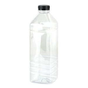 Square Plastic Bottle with Black Lid - 1.5 Ltr (6 pcs)