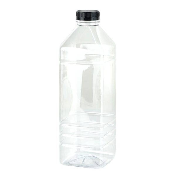 Square Plastic Bottle with Black Lid - 1.5 Ltr (6 pcs)