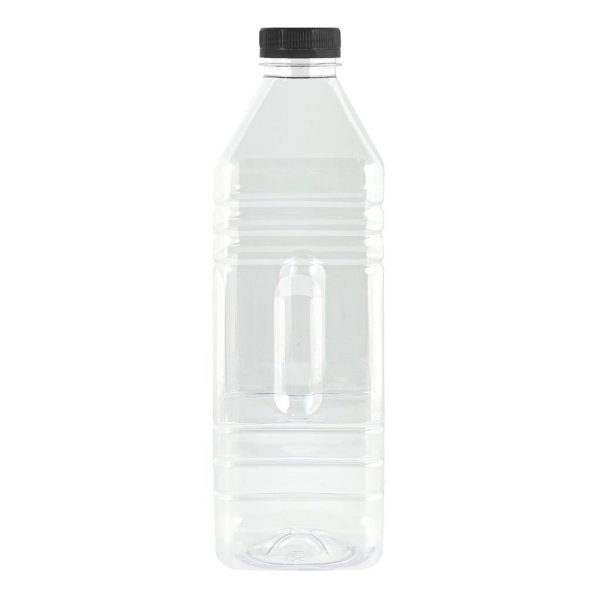 Square Plastic Bottle With Black Lid - 1.5 Ltr (6 pcs)