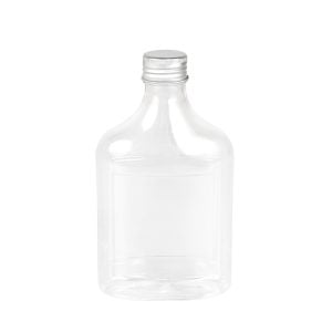 Flat Square Plastic Bottle Silver Lid - 200 ml (12 pcs)
