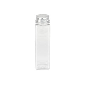 Clear Plastic Square Bottle With Silver Lid - 200 ml (12 pcs)