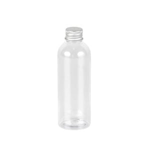 Clear Mini Plastic Round Bottle With Silver Lid - 100 ml (12 pcs)