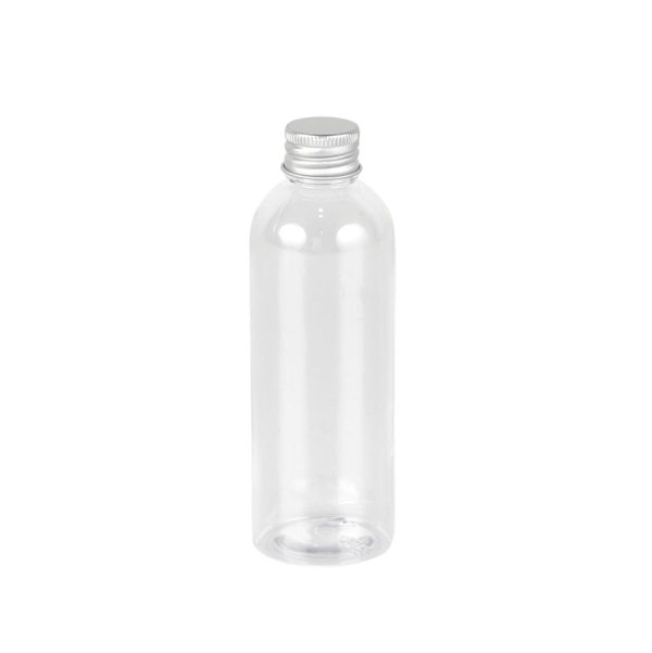 Clear Mini Plastic Round Bottle With Silver Lid - 100 ml (12 pcs)