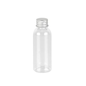 Clear Plastic Round Bottle With Silver Lid - 50 ml (12 pcs)