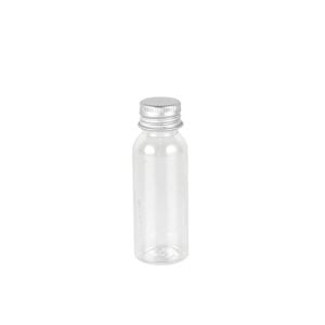 Clear Plastic Round Bottle With Silver Lid - 30 ml (12 pcs)