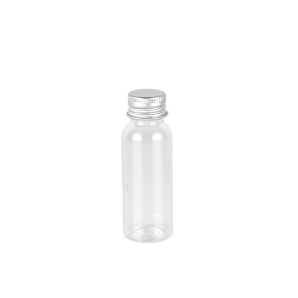 Clear Plastic Round Bottle With Silver Lid - 30 ml (12 pcs)
