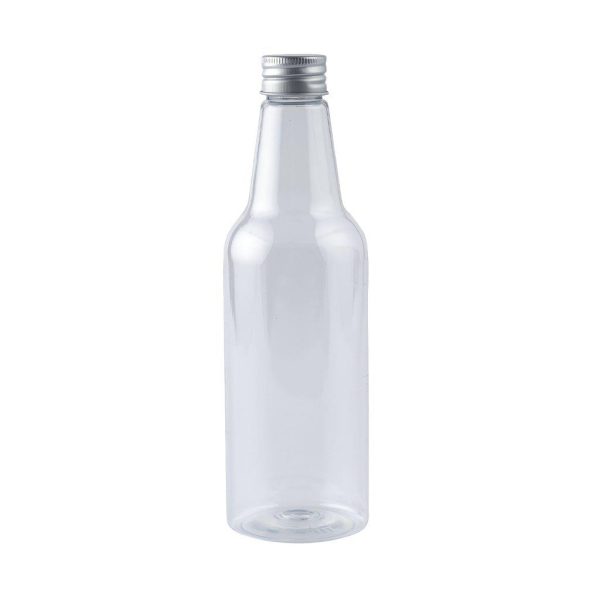 Plastic Round Bottle With Silver Lid - 300 ml (12 pcs)