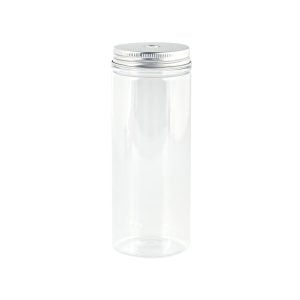 Plastic Round Jar With Straw Lid - 350 ml (6 pcs)