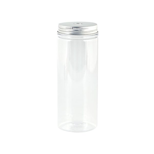 Plastic Round Jar With Straw Lid - 350 ml (6 pcs)
