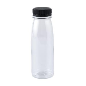 Plastic Bottle Round With Black Lid - 200 ml (12 pcs )
