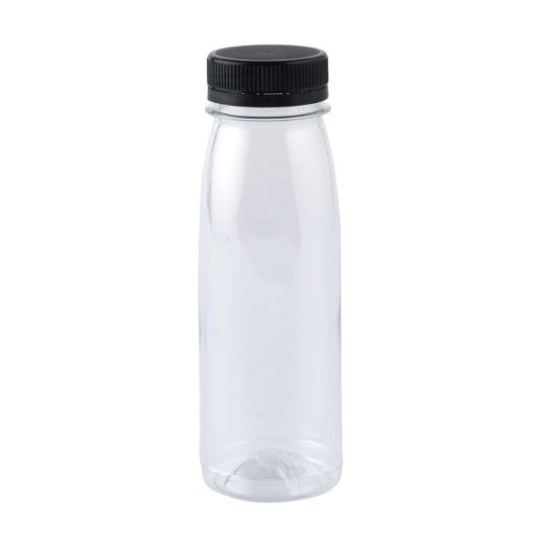 Plastic Bottle Round With Black Lid - 200 ml (12 pcs )