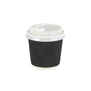 Black Ripple Paper Cup with White Lid - 4 oz (25 pcs)