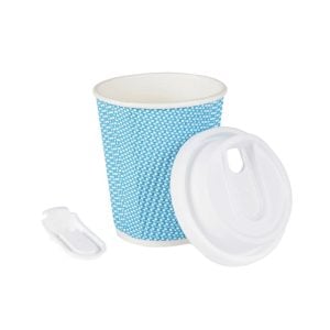 Blue Ripple Cup With Multifunctional White Lid - 8 oz (25 pcs)
