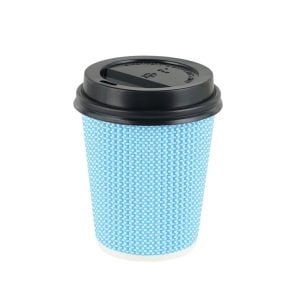 Blue Coffee Cup Black Lid - 8 oz (40 pcs)
