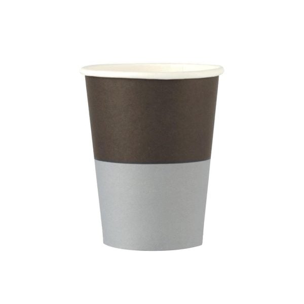Grey And Brown Paper Cups - 9 oz (50 pcs)