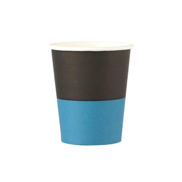 Black And Blue Paper Cups - 8 oz (50 pcs)