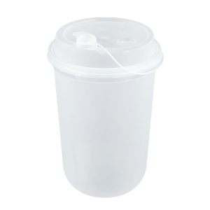 Frosted Plastic U Cup With Attached Stopper - 16oz (25 pcs)