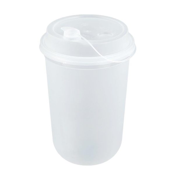 Frosted Plastic U Cup With Attached Stopper - 16oz (25 pcs)