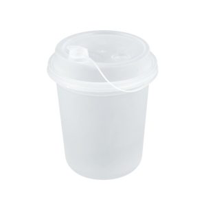 Frosted Plastic U Cup With Attached Stopper - 12oz (25 pcs)