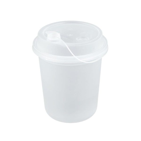Frosted Plastic U Cup With Attached Stopper - 12oz (25 pcs)