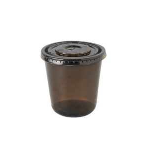 Black Plastic U Cup With Flat Lid - 12 oz (50 pcs)