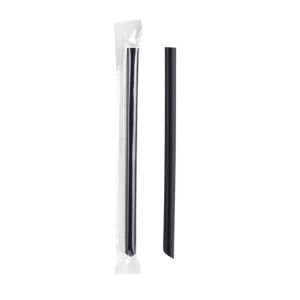Wide Black Short Straws Tapper Cut 8 mm - 15 cm (100 pcs)