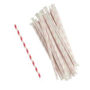 Red Stripes Paper Straw - 5x220 mm (50 pcs)