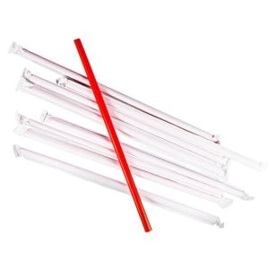 Drinking Straw Red Wrapped 8 mm (100 pcs)