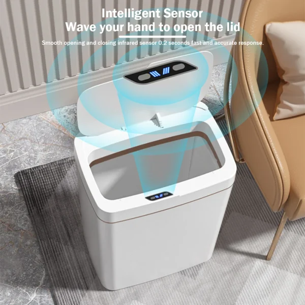 15L/18L Smart Sensor Trash Can Automatic Kicking Green White Garbage Bin for Kitchen Bathroom Home Waterproof Electric Waste Bin 2