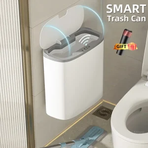 14L Smart Sensor Trash Can Wall Mounted Automatic Wastebasket Waterproof Electric Waste Bin Waste Paper Bucket Dustbin White New 1