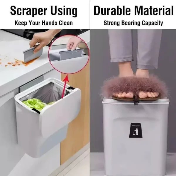 7/9L Bathroom Trash Can With Lid Garbage bag Wall Mounted Toilet Wastebasket kitchen Hanging Trash Bin trash can kitchen 3