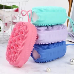 Silicone Body Scrubber Shower Exfoliating Scrub Sponge Bubble Bath Brush Massager Skin Cleaner Cleaning Pad Bathroom Accessories 1