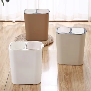 Dual Compartment Garbage Bin Double Compartment Trash Can Kitchen Dry Wet Classified Waste Bin 1